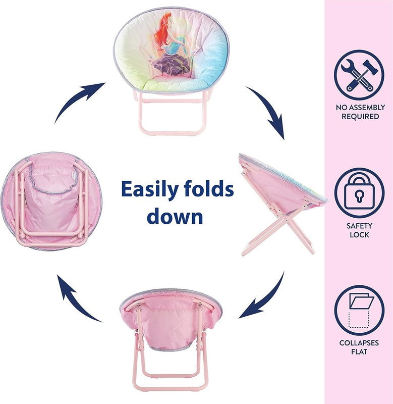 Disney Little Mermaid 19” Folding Toddler Saucer Chair Kids Cushion 3+4