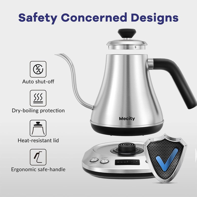 Gooseneck Electric Kettle 0.8L 1200W Stainless Steel LCD Temp Control Auto Off3