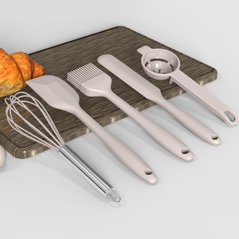 Large Silicone Kitchen Utensil Set Heat Resistant Nonstick Khaki6