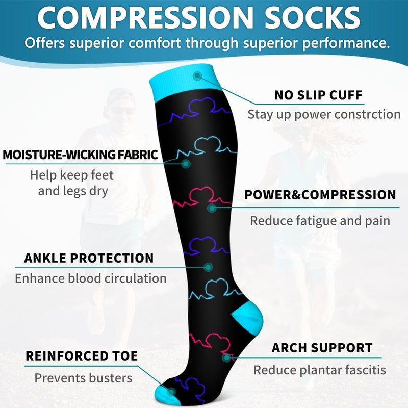 6 Pack Copper Compression Socks for Women and Men Circulation-Best Support for M4