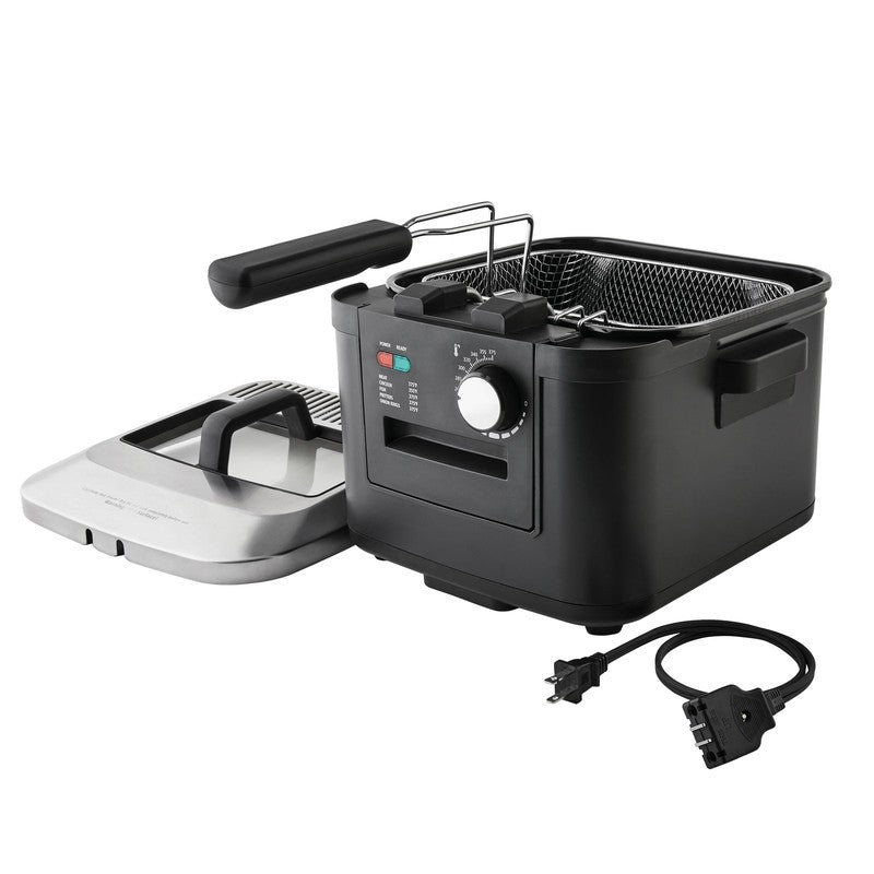 4L Electric Deep Fryer, Matte Black, Stainless Lid, 1800W4