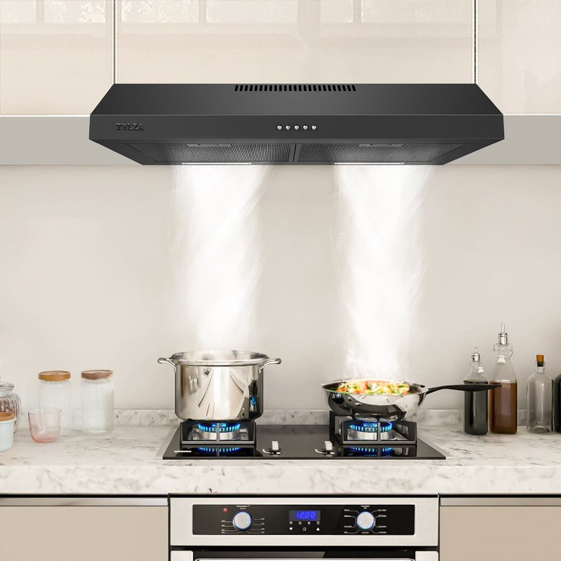 Tylza 30" 600CFM Stainless Steel Under Cabinet Range Hood LED Charcoal Filters1