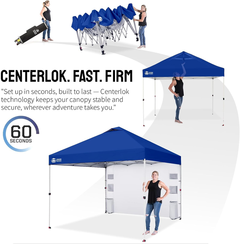 Crown Shades 10x10 Outdoor Pop Up Canopy Tent Easy Setup UV Protection Blue5