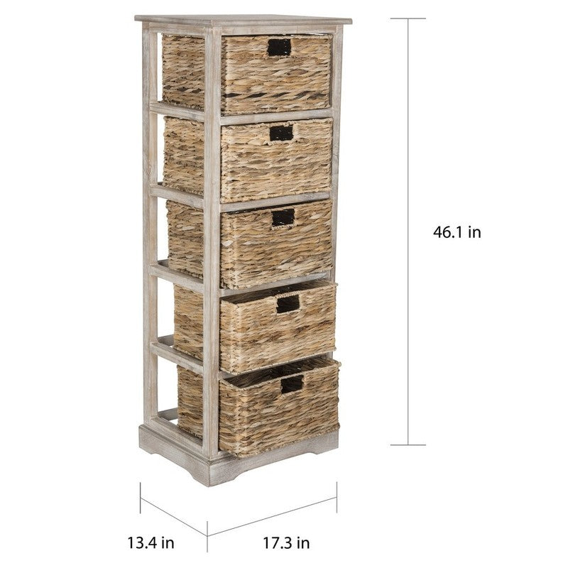 Vedette Winter Melody 5-Drawer Wicker Storage Tower - Stylish & Functional4