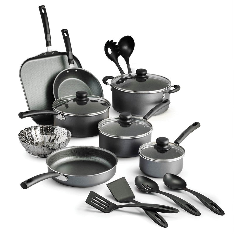 Primaware 18 Piece Non-Stick Cookware Set, Steel Gray0