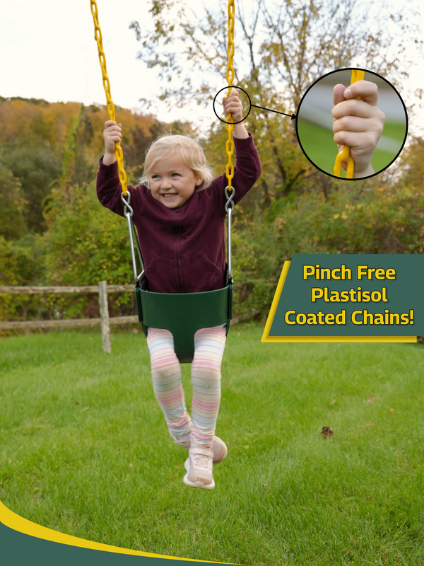 Heavy Duty High Back Toddler Swing, Infant Bucket Seat w/ Coated Chains, Green2