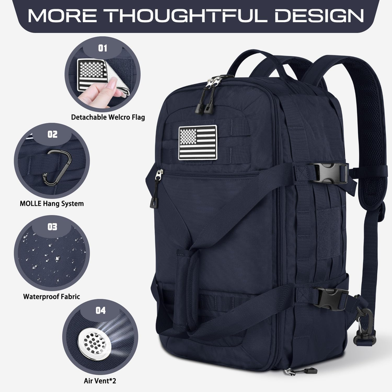 Gym Bag 3‑in‑1 Duffle Backpack w/ Shoe & Wet Pocket Travel Weekender Bag3