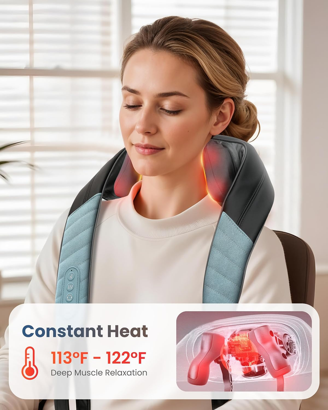FSA HSA Shiatsu Neck Massager w/ Heat Cordless 4D Deep Tissue Massage3