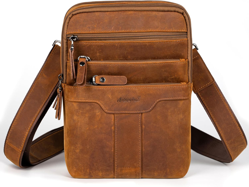 Leather Messenger Bag Men Small Sling Shoulder Crossbody Man Purse Pack7