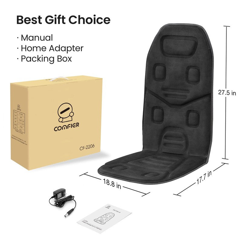 Back Massager Chair Pad, 10 Motors Vibration Massage Seat Cushion with Heat, 7