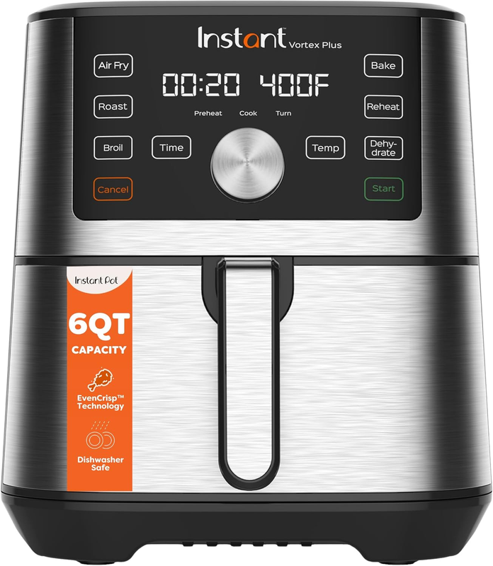 6QT Vortex Plus Air Fryer 6 in 1 Air Fry Roast Bake Crisp Stainless0