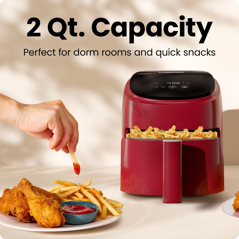 Red 2 Qt Turbofry Digital Air Fryer Compact Quick Meal Dishwasher Safe4
