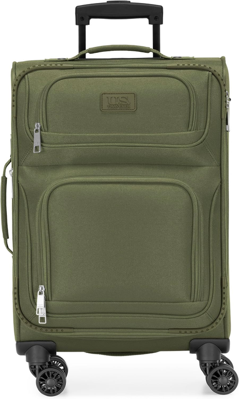 Lightweight Softside Carry On Suitcase 4 Wheel Spinner Luggage Green1