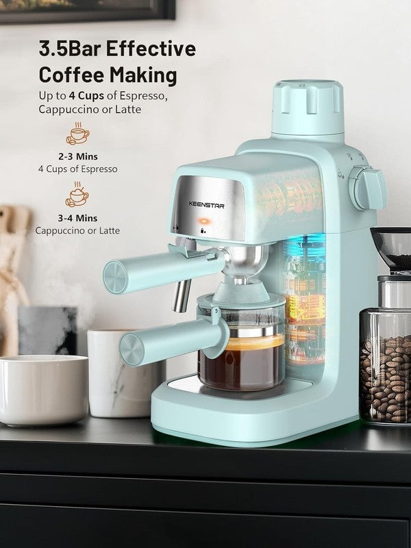3.5 Bar Espresso Machine 800W 4-Cup Compact with Milk Frother1
