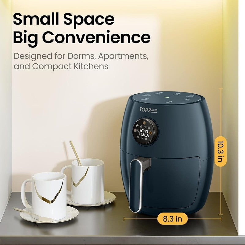 2.1Qt Small Air Fryer 4-in-1 Digital Nonstick Dishwasher Safe BPA-Free Dark Blue2