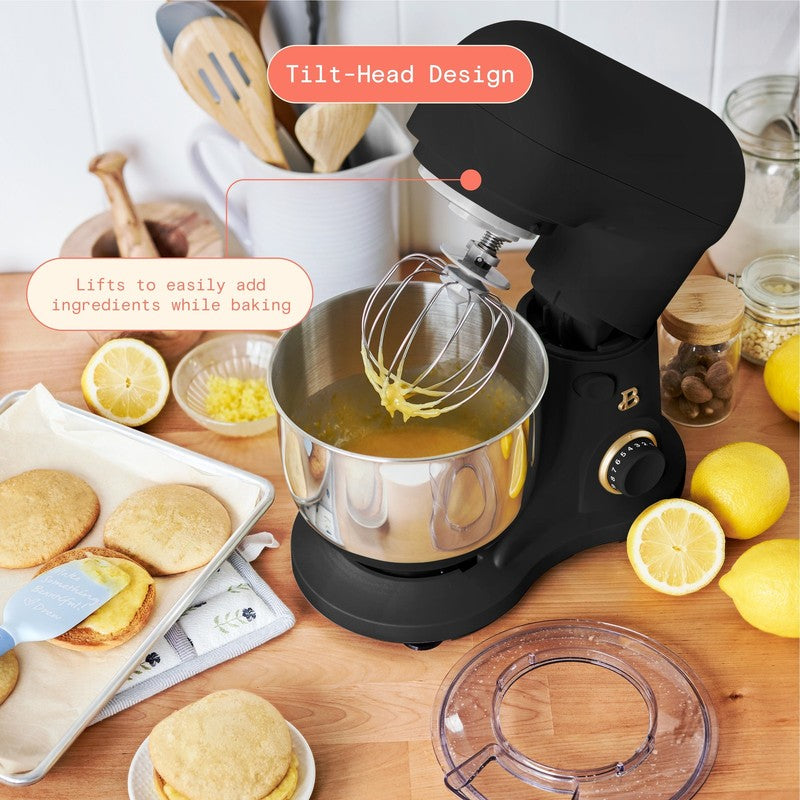 3.5 Qt Stand Mixer Black Sesame w/ Flat Beater Dough Hook & Whisk3