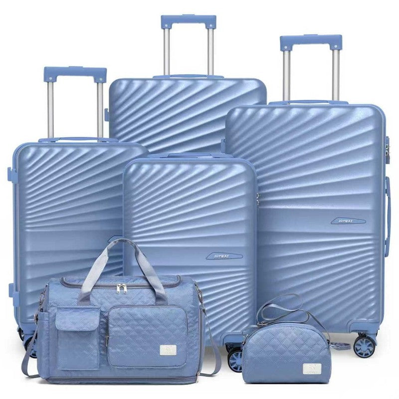 Durable 6 Piece Hardshell Luggage Set TSA Lock Spinner Wheels Tote Bags Included1