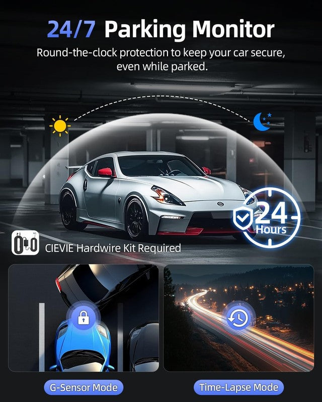 4K+1080P Dual Dash Cam Front Rear w/ 64GB Card 5GHz WiFi App Night Vision4