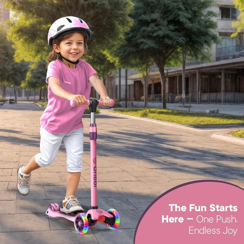3 Wheel Kids Scooter Lean to Steer Adjustable Handlebar Wide Deck Purple/Pink1