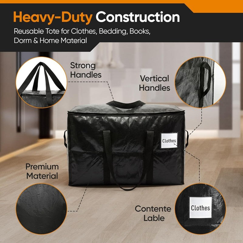 10-Pack Moving Bags, Large Storage Totes with Zipper Lids, Heavy-Duty Reusable f3