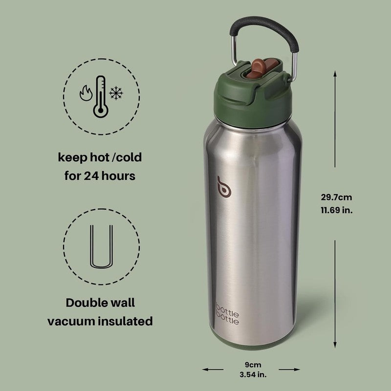 40oz Stainless Steel Insulated Water Bottle Straw Pills Holder Sport Bottle4
