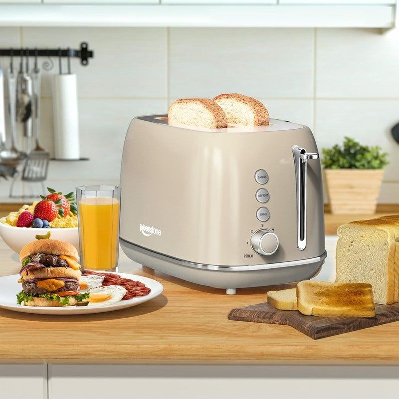 Retro 2 Slice Toaster Taupe - Stainless Steel, Bagel, Defrost, 6 Shade Wide Slot5