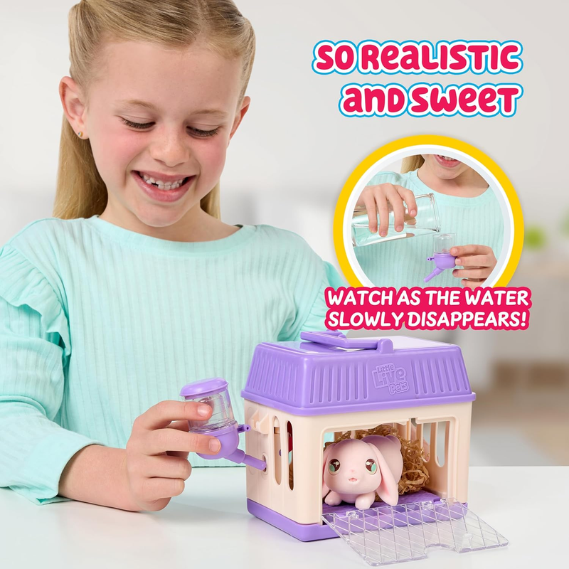Bunny Mini Interactive Toy Set, Hutch Animal Playset with 3 Surprise Babies, 20+4