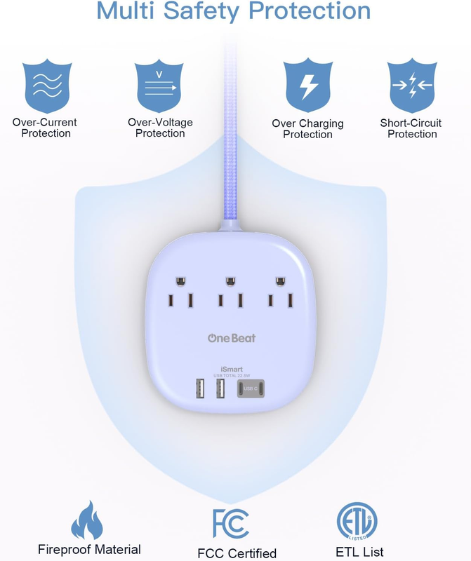 Cruise Approved Power Strip 3 Outlets 4 USB 2 USB C 6FT Purple5