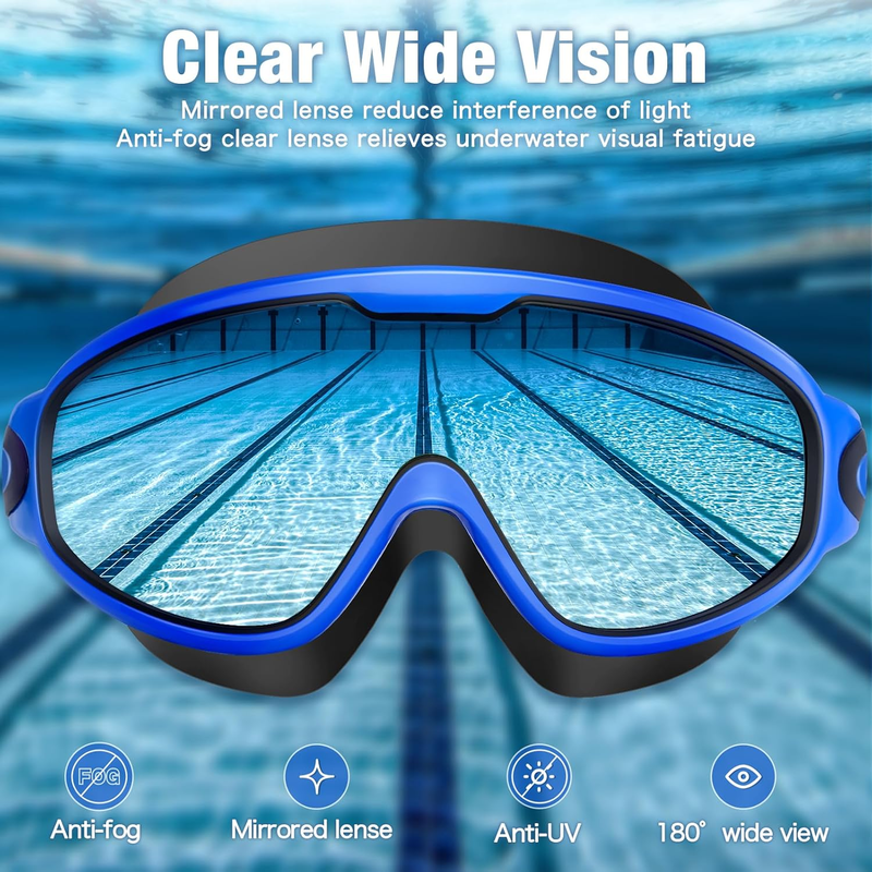 Adult Swimming Goggles 2 Pack Anti Fog UV Wide View Clear Lens2