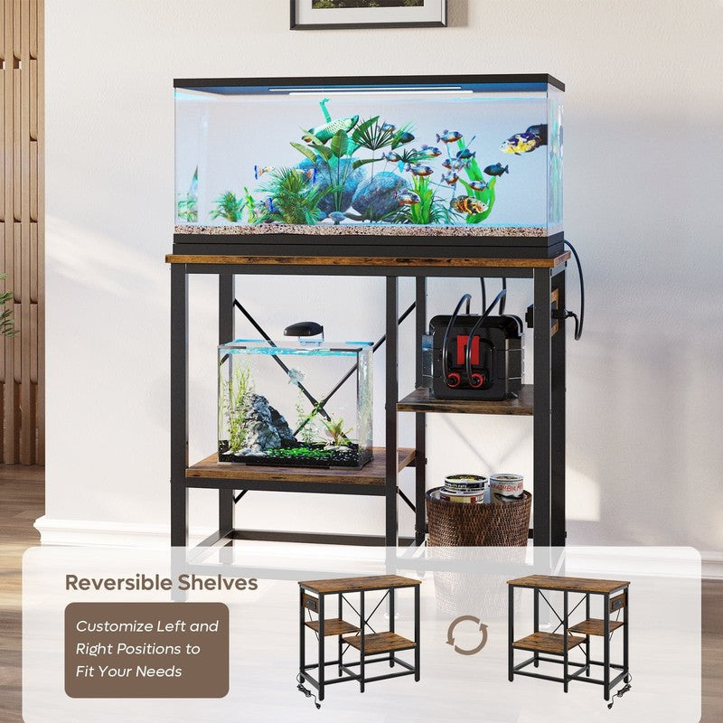 Heavy Duty 3-Tier Metal Aquarium Stand with Power Outlets for 20-37 Gallon Tanks2