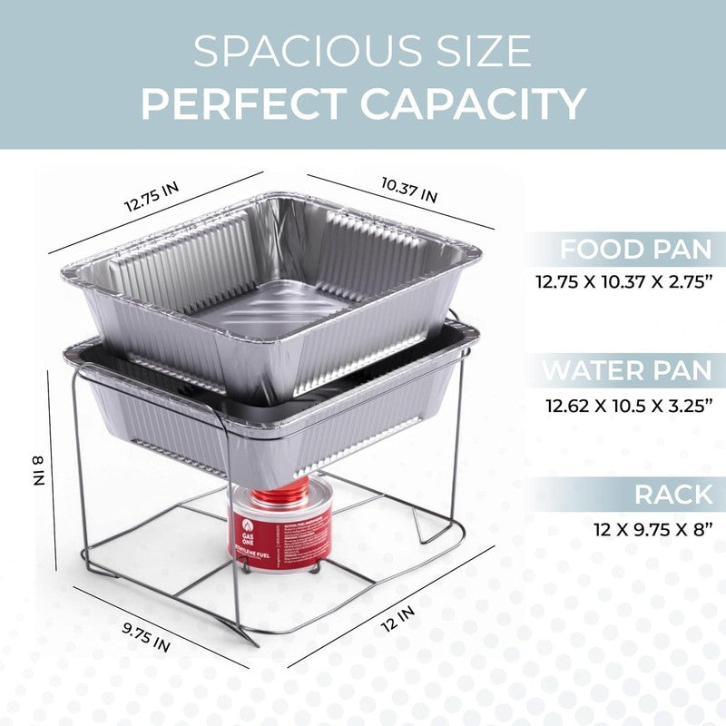 6 Pack   Disposable Chafing Dish Buffet Set, Half Size Pans, Welded Body Food Wa2