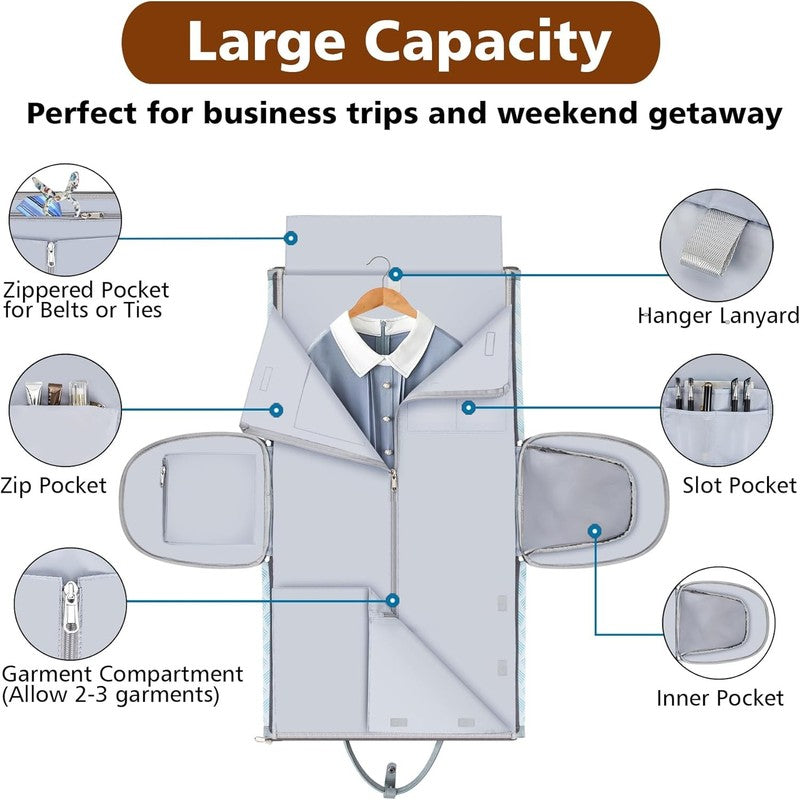 2in1 Garment Duffle Bag w/ Toiletry 4Pc Set Hanging Suit Travel Carry On2