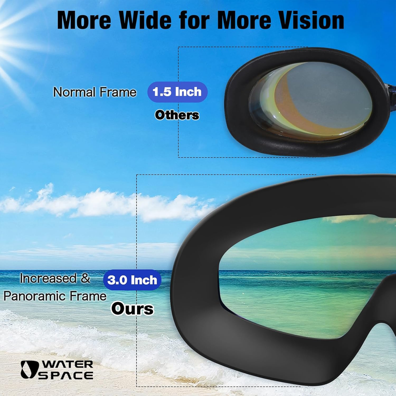 Adult Swimming Goggles 2 Pack Anti Fog UV Wide View Clear Lens6