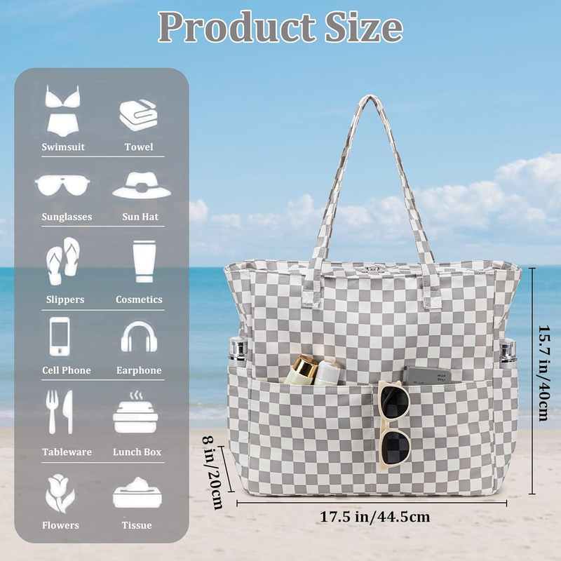 Waterproof Beach Bag Large Women Sandproof Tote Zipper Wet Pocket Travel5