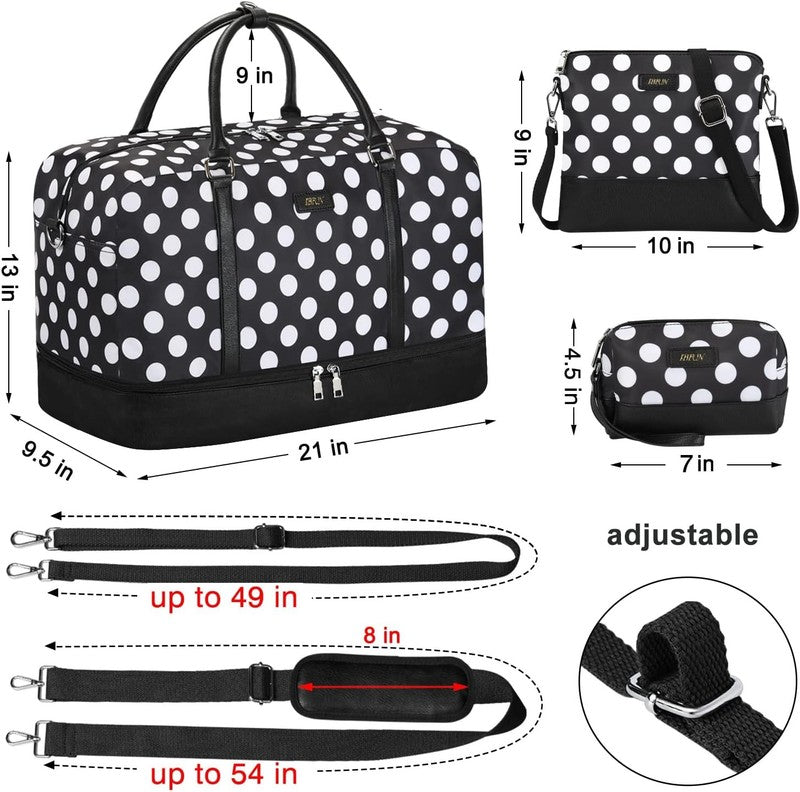 21in Weekender Duffle Bag Women 3Pc Set Waterproof w/ Shoe Compartment5
