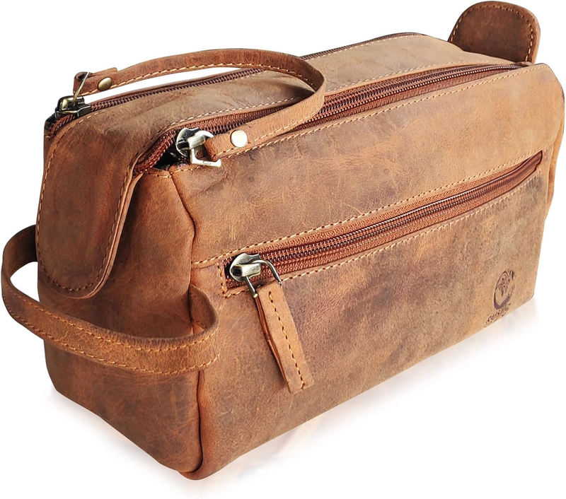 Leather Toiletry Bag Dopp Kit Travel Organizer Makeup Shaving Case9