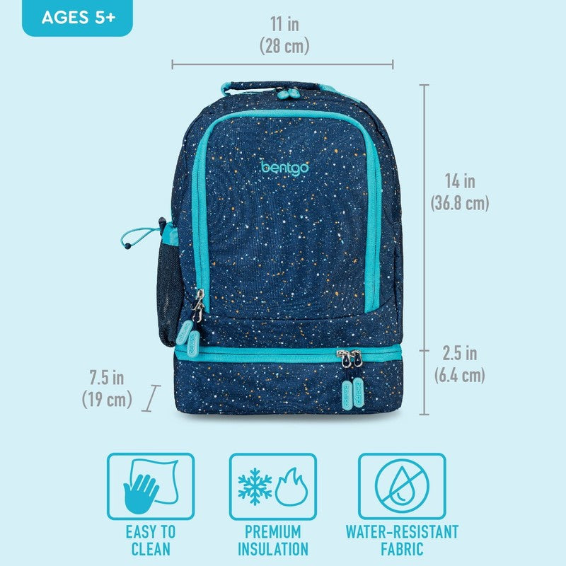 Kids 2 in 1 Backpack Insulated Lunch Bag Confetti Edition Abyss Blue School Trav4