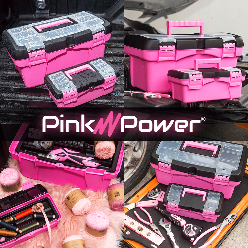 Pink Tool Box for Women - Sewing, Art & Craft Organizer Box Small & Large Plasti2