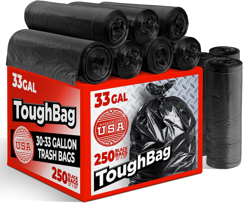 30-33 Gal Heavy Duty Trash Bags 32x38" Black 250 Count Made in USA9
