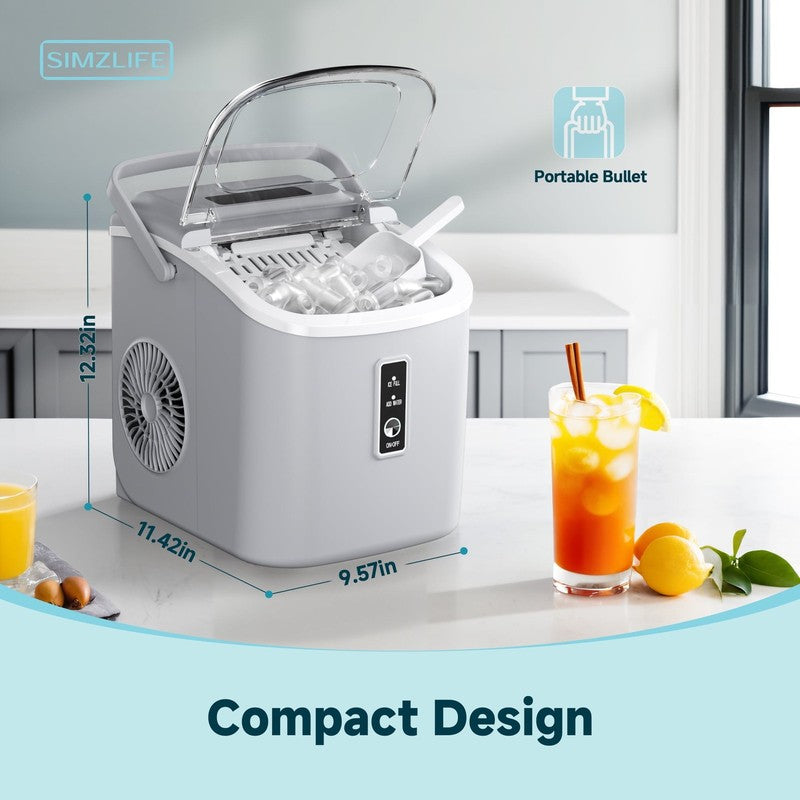 Portable Countertop Ice Maker with Handle 26Lbs/24H 9 Bullet Ice Self Cleaning1