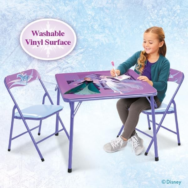 Kids Folding Table & Chairs Set 1 Table 2 Chairs Ages 3–7 70lb Limit1
