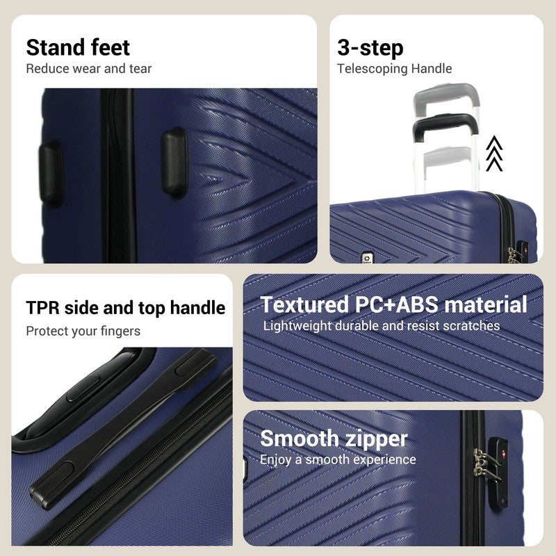 4 Piece Hardshell Luggage Set Hardside Lightweight Suitcase with TSA Lock Spinne1