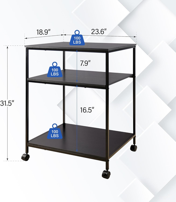 3-Tier Printer Stand for Laser/Inkjet/All-In-One - 23.6X18.9X31.5 Heavy Duty Car5