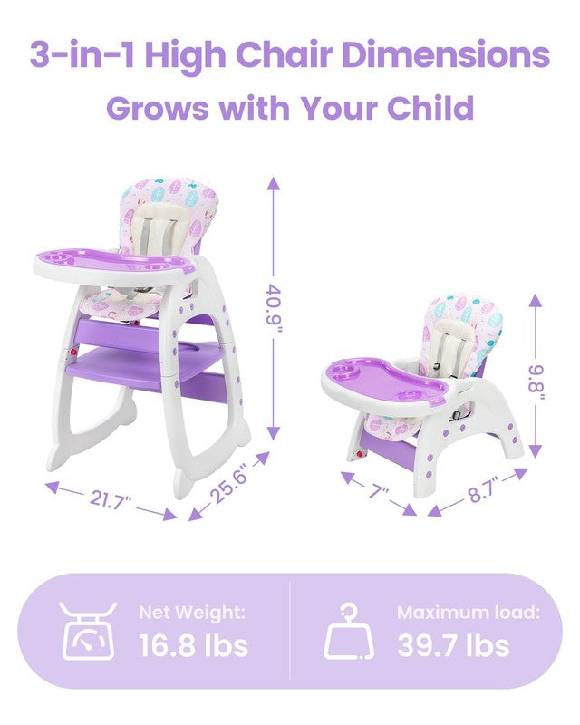 Convertible Baby High Chair Adjustable Feeding Chair for Toddlers 6M–6Y Purple5