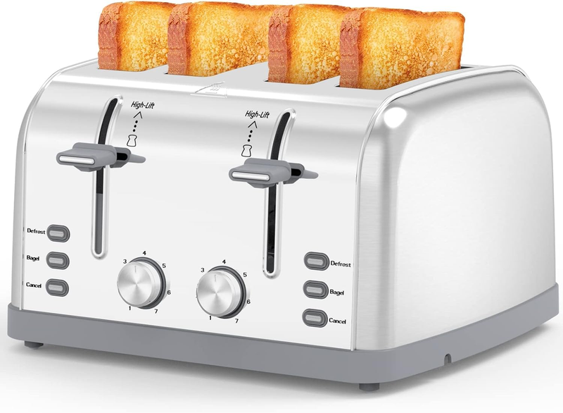 Retro 4 Slice Stainless Steel Toaster T-527 - Wide Slot, 7 Shades, Bagel, Waffle10