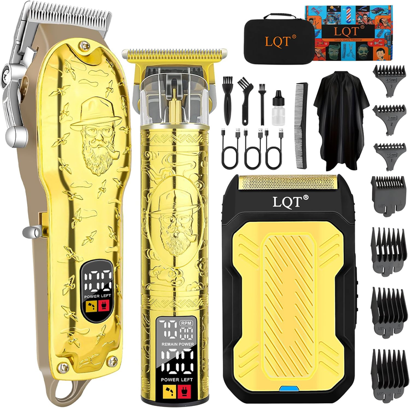 Gold Professional Hair Clipper Set for Men - Cordless Grooming Kit8