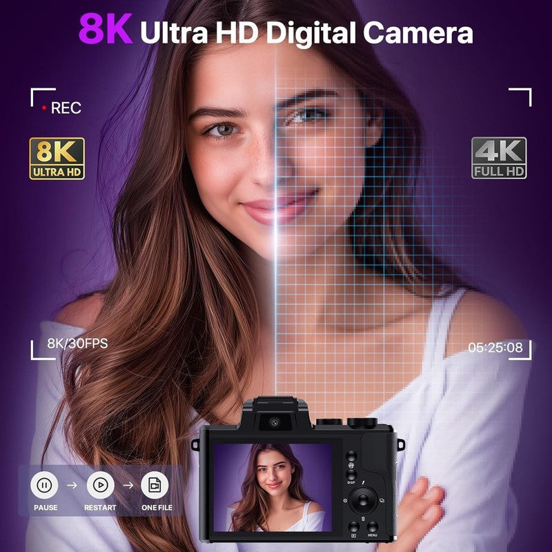 8K Digital Camera 88MP Vlogging Dual-Lens 16X Zoom 3.2" Touch Screen Anti-Shake2