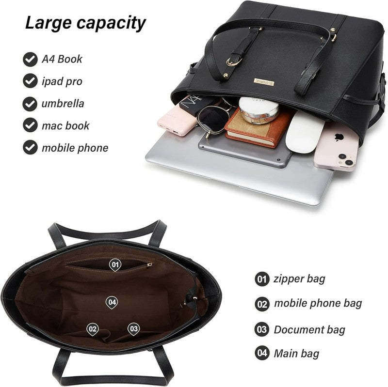 Women Fashion Synthetic Leather Handbag Set 4PCS Tote Shoulder Satchel Purse2