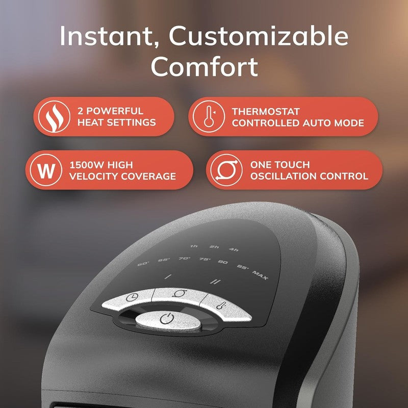 1500W Tower Space Heater Indoor w/ Remote Compact Electric Heater Grey3