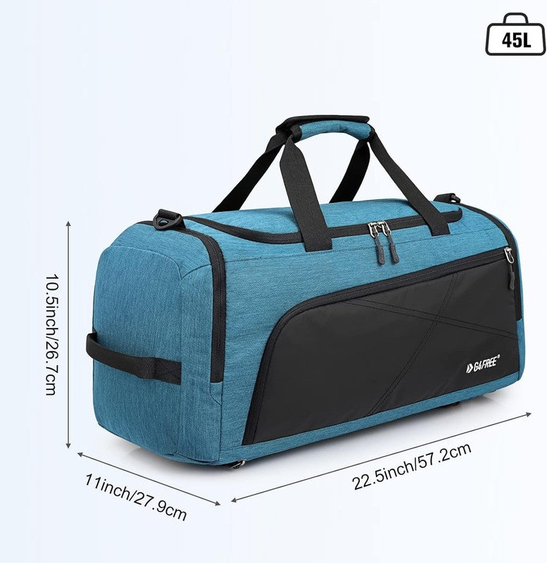 45L 3 Way Duffle Backpack Gym Bag Wet Pocket Shoes Compartment Weekender2